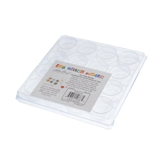 John Bead 13.5cm Joy Filled Plastic Box Storage With 16 Clear Round Containers